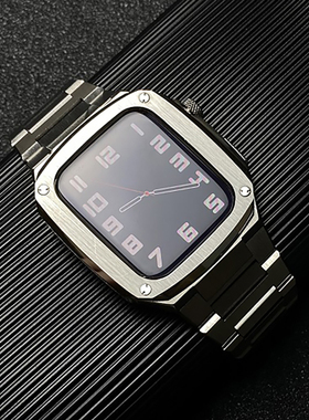 适用苹果手表不锈钢皇家AP一体改装表壳iWatch456se金属保护壳套