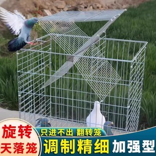 新款户外加粗鸽子养殖专用只进不出笼鸽笼自动天落笼旋转笼翻板笼
