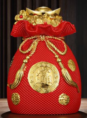 钱袋存钱罐摆件招财进宝金元宝聚宝盆福袋储蓄罐家居客厅开业送礼