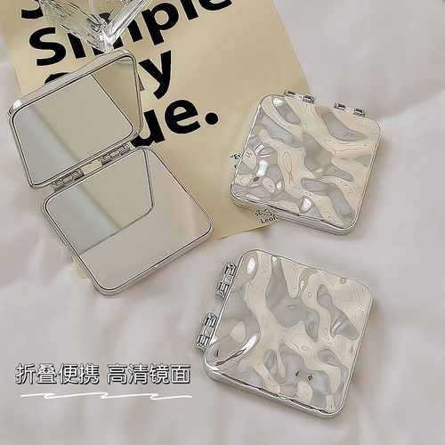 网红小镜子女高级ins便携随身镜折叠双面镜迷你手持补妆镜化妆镜