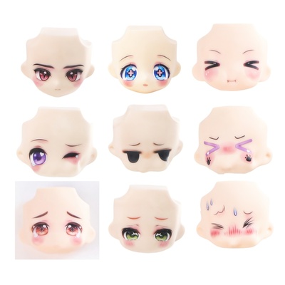 新款水贴ob11娃脸壳 带妆万用水贴替换脸GSC替换脸猫脸 ob11粘土