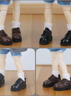 ob11娃鞋英伦风皮鞋 阿巳2.0 3.0 p9 p10 12分bjd妖精体 高个鞋子