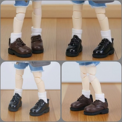 ob11娃鞋英伦风皮鞋 阿巳2.0 3.0 p9 p10 12分bjd妖精体 高个鞋子