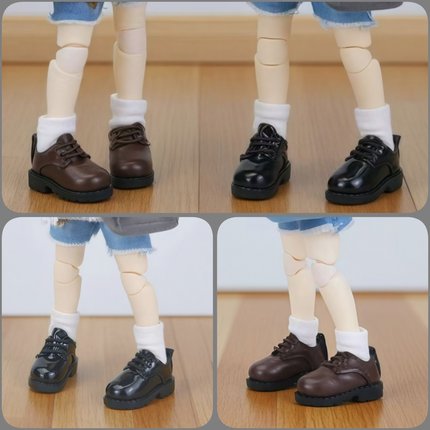 ob11娃鞋英伦风皮鞋 阿巳2.0 3.0 p9 p10 12分bjd妖精体 高个鞋子