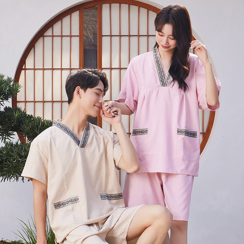 汗蒸服纯棉情侣大码高档桑拿套装