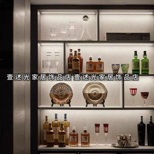 现代轻奢风样板间餐厅酒柜水吧台洋酒红酒威士忌酒具酒杯套装组合