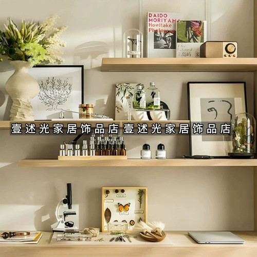 现代样板房书桌边柜手工艺术标本装饰花器花艺摆件香薰搭配装饰品