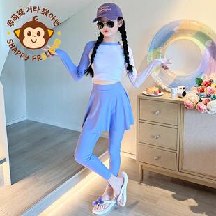 泳装 韩国G 长裤 儿童长袖 大童女孩 MENGHOU女童高颜值泳衣2026新款