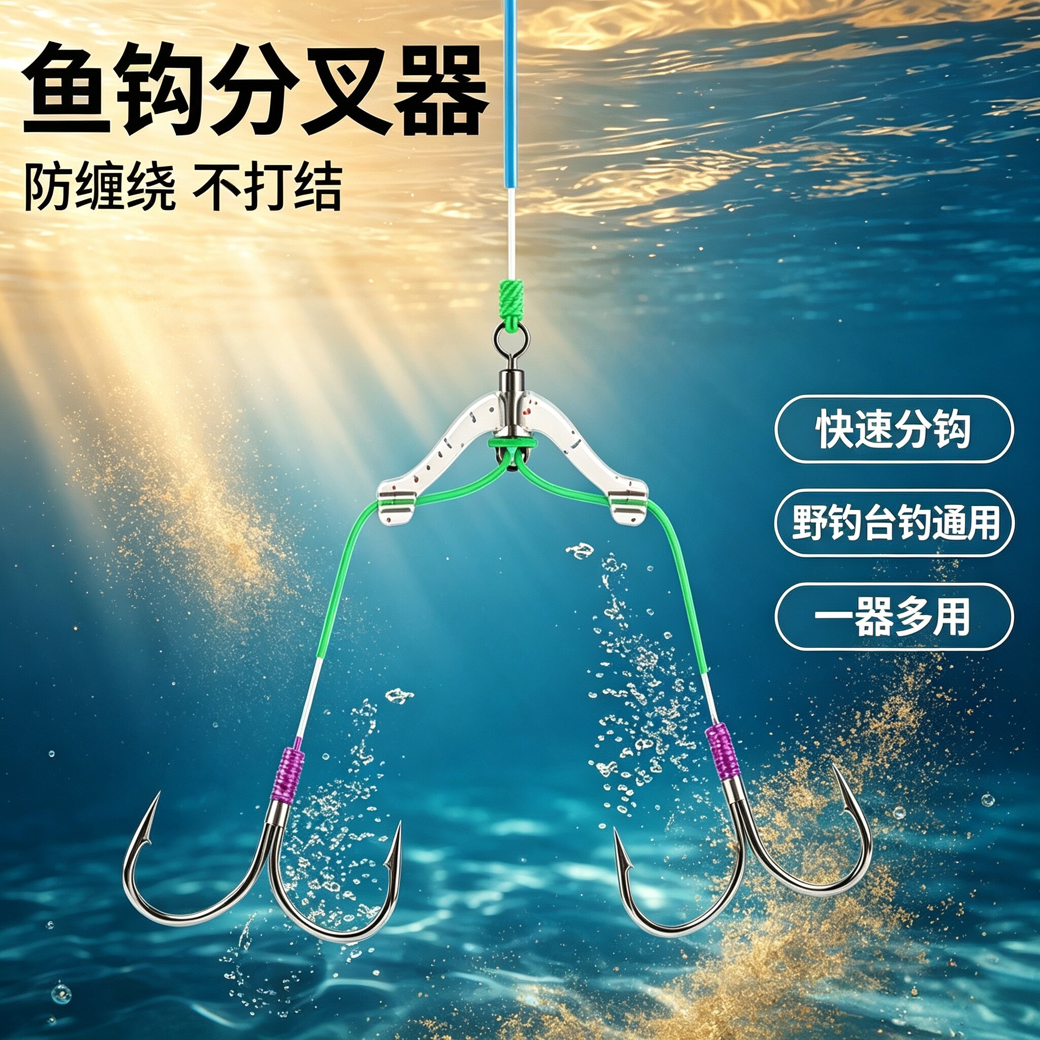 鱼钩分叉器防缠绕不打结快速分钩野钓台钓通用一器多用垂钓小配件