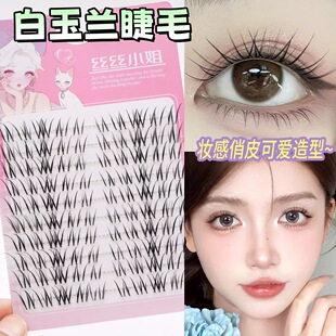 白玉兰免胶自粘假睫毛上睫毛分段式自然仿真懒人单簇细梗新手淡妆