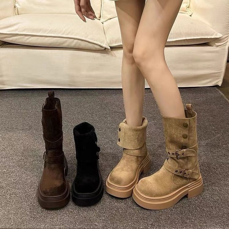 南在南方厚底英伦风增高马丁靴女款2025新款秋冬季显瘦爆款短靴子
