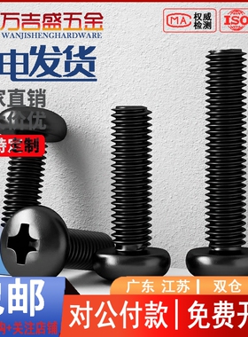 圆头十字螺丝黑色PM盘头螺钉M3.5 M3M4M5M6*x3x4x5x6x8x10x20x40