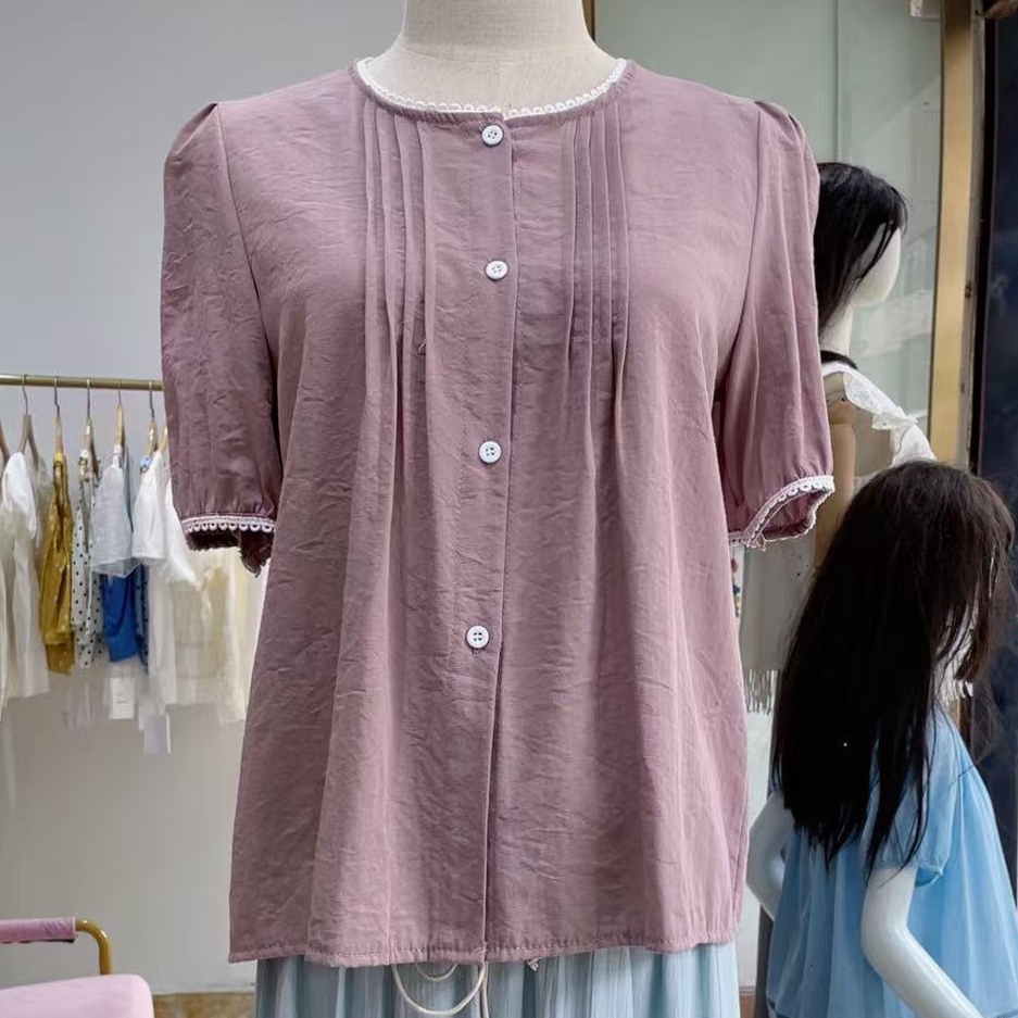 【MissLin】法式新款小飞袖女夏上衣娃娃衫大码高级衬衫遮Z88662