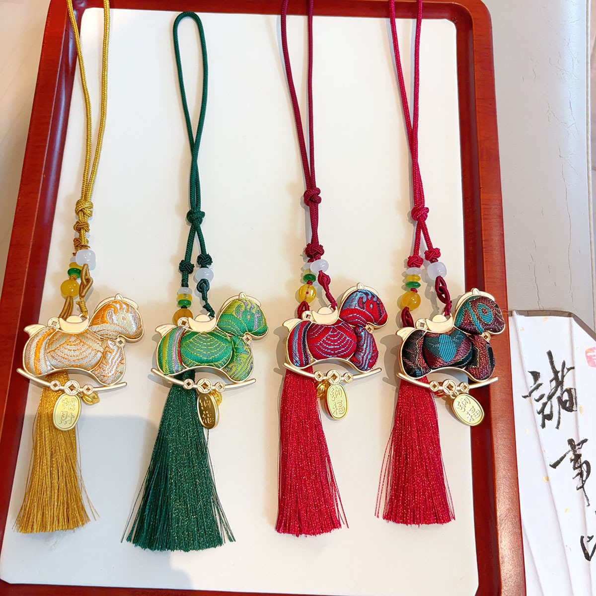 新年马上有钱挂件非遗刺绣手工宋锦蜀锦流苏吊坠车挂包挂饰品礼物