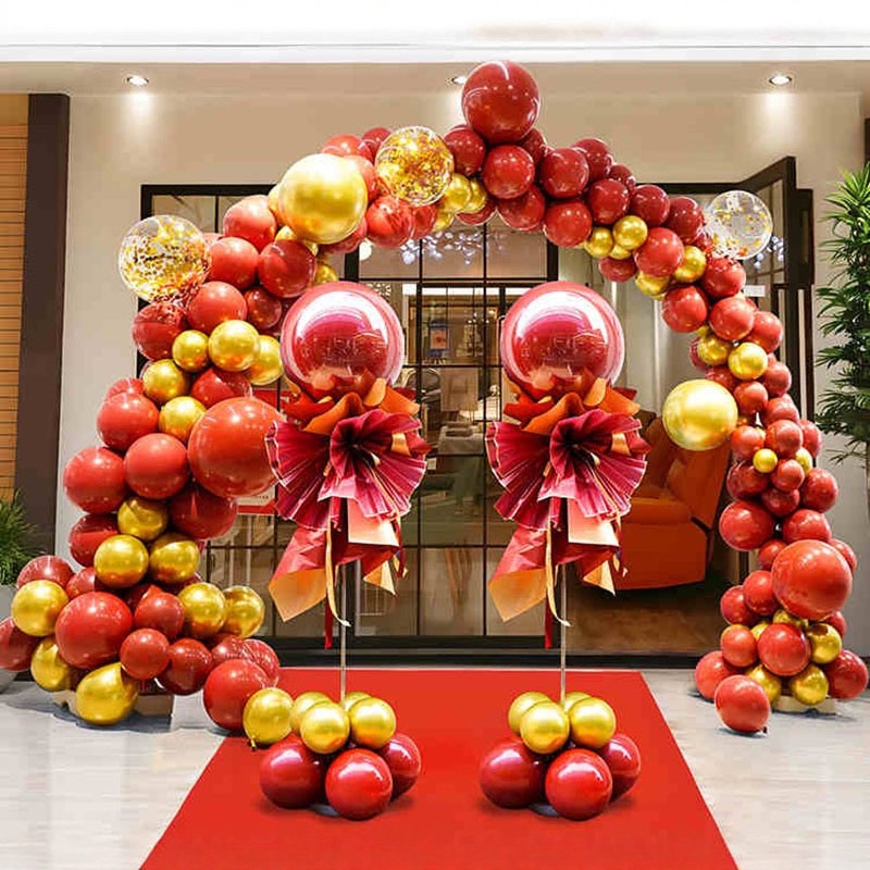 新年春节气球拱门立柱套装商场服装店开业周年庆活动氛围装饰布置