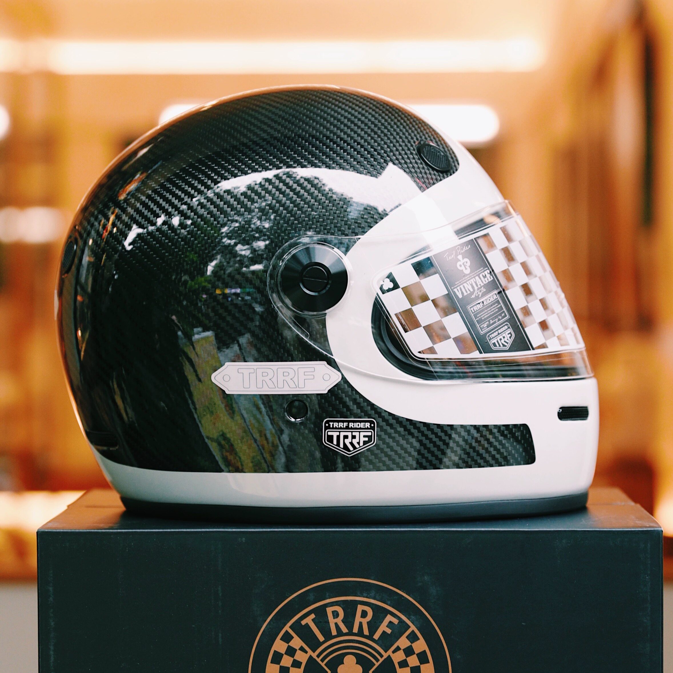 TRRF碳纤维摩托车头盔复古头盔全盔小盔体哈雷巡航四季通用