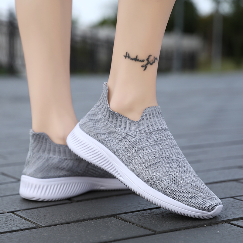 爆米花踩屎感弹力袜子鞋男45大码飞织增高懒人鞋子秋季休闲运动鞋