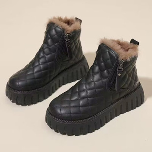 小个子内增高7CM加绒高帮大棉鞋 新款 雪地靴女2023冬季 踩屎感34码