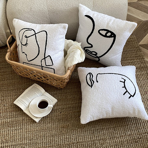 北欧现代简约轻奢客厅沙发组合抱枕套装千鸟格沙发靠枕样板房装饰