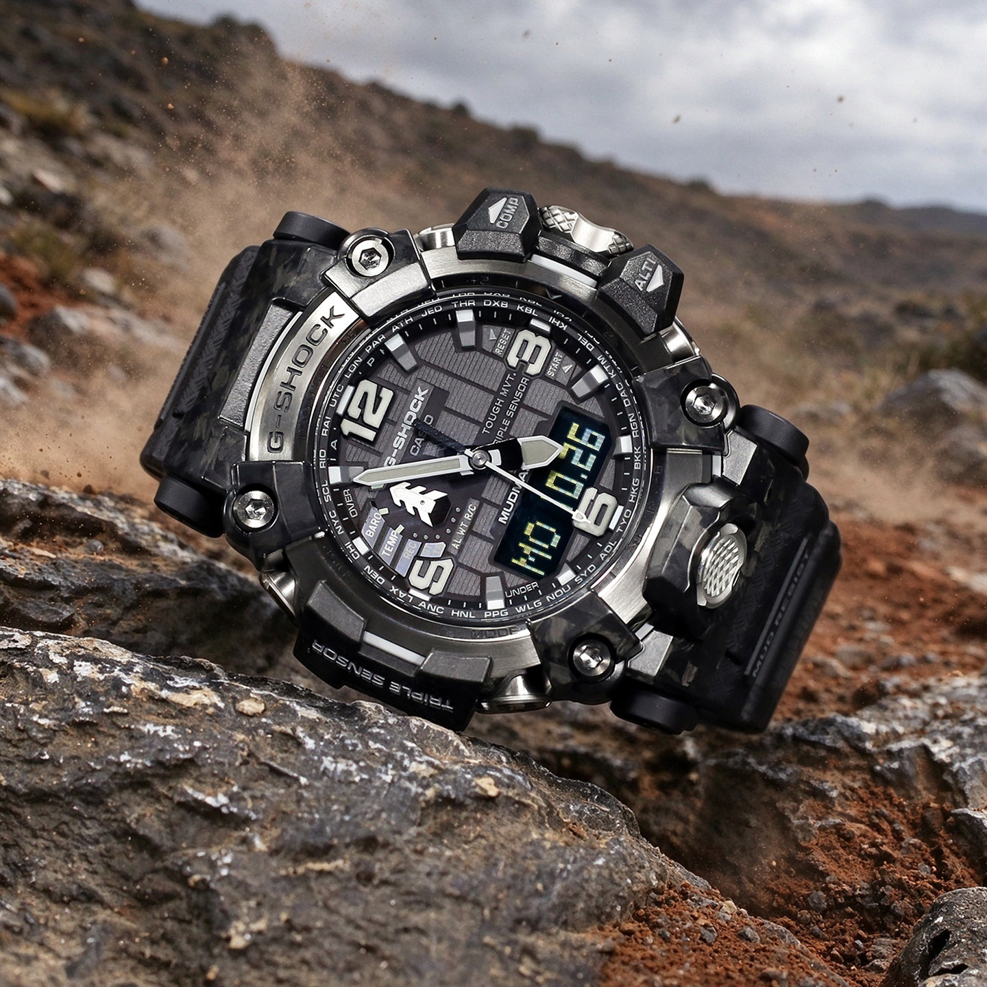 卡西欧 gshock大泥王二代 GWG-2000太阳能电波碳纤防泥运动手表男