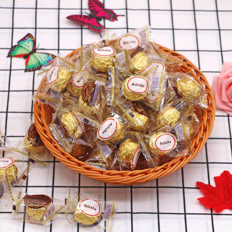 现货散装夹心巧克力金沙球蛋糕装饰婚庆喜糖果零食(代可可