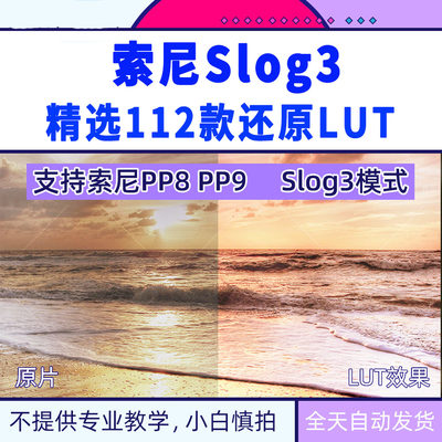 索尼Sony Slog3 pp89lut视频pr灰片后期调色还原预设滤镜a7m3剪映