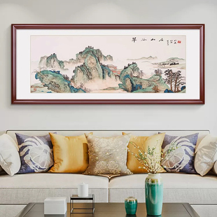 新中式客厅装饰画张大千山水画沙发背景墙挂画国画办公室墙面壁画