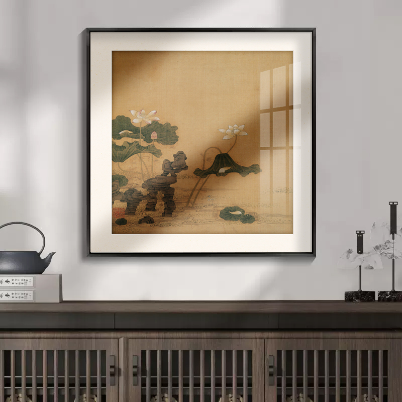 陈洪绶餐厅装饰画中古风客厅挂画茶室酒店宋代美学花鸟画复古国画