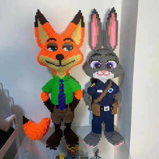 城管兔积木玩具益智拼装颗粒生日礼物女孩狐狸尼克朱迪疯狂动物城