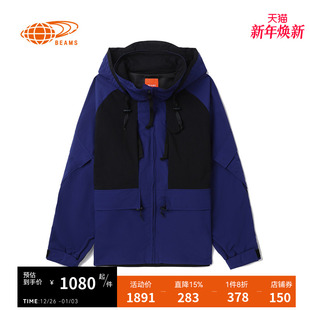 潮流型男拼色外套180212XK 新品 BEAMS男装 连帽拉链夹克2023夏季