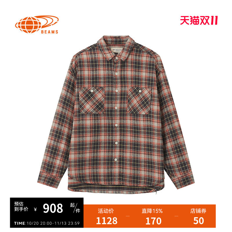 BEAMSBOY格纹长袖衬衫复古文艺