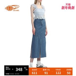 新款 开叉牛仔半身裙2024冬季 青春活力长裙271101XM BEAMS女装 RAY