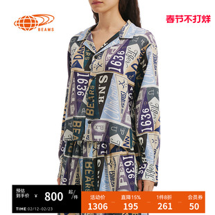 BEAMS BOY女装翻领长袖衬衫2025冬季新款美式复古花上衣110527XP