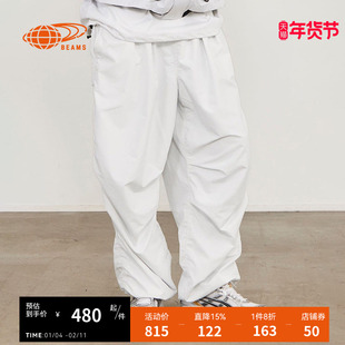 BEAMS男装阔腿裤工装裤2024冬季新款街潮型男伞兵裤长裤240255XN
