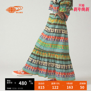 时尚 BEAMS 新款 半身裙长裙2025冬季 度假风花裙子270129XO BOY女装