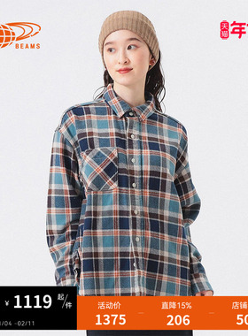 BEAMS BOY女装长袖格纹衬衫2025冬季新款复古文艺格子上衣110484X