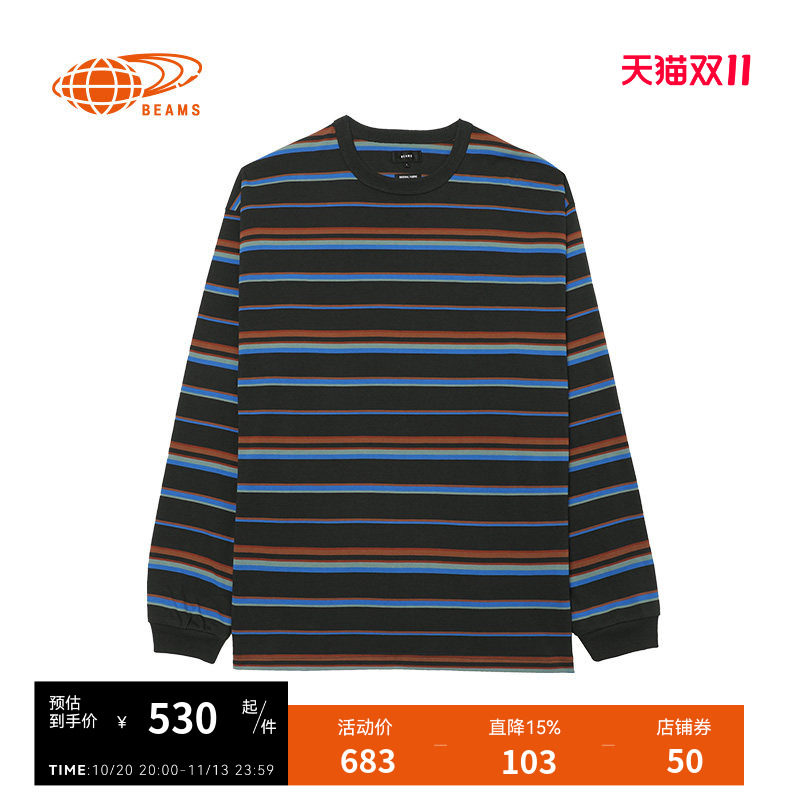 BEAMS条纹长袖T恤潮流个性