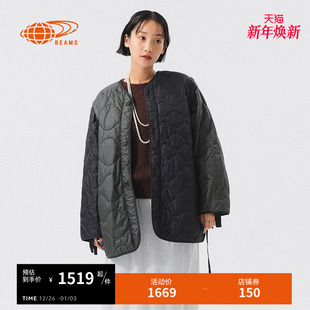 新款 无领绗缝夹克2025冬季 可拆卸马甲外套180714XP BOY女装 BEAMS