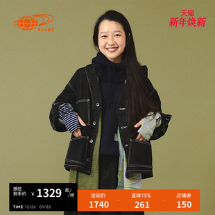 时尚 BEAMS 新款 无领牛仔夹克2025冬季 日系外套180413XP BOY女装