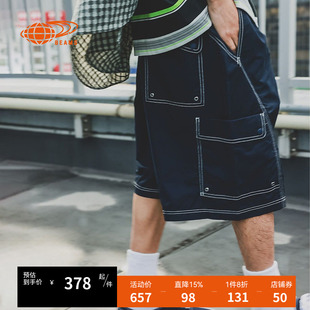Beams男装宽松短裤休闲裤2025夏季新款街潮帅气工装裤250137XM