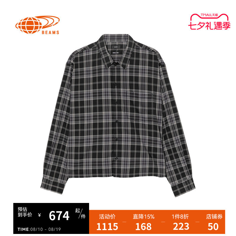 BEAMS格纹长袖衬衫复古日系