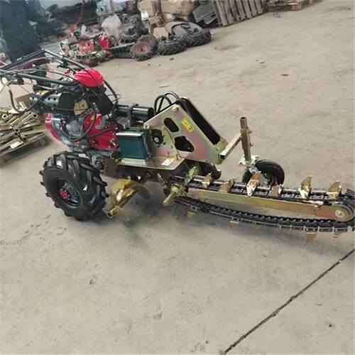 农业果园小型链条式开沟机埋管开槽机柴油农用手扶式开沟机