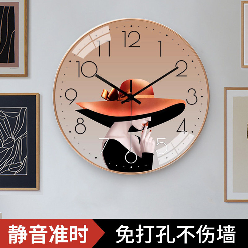 客厅家用高级感挂钟时尚静音钟表图片