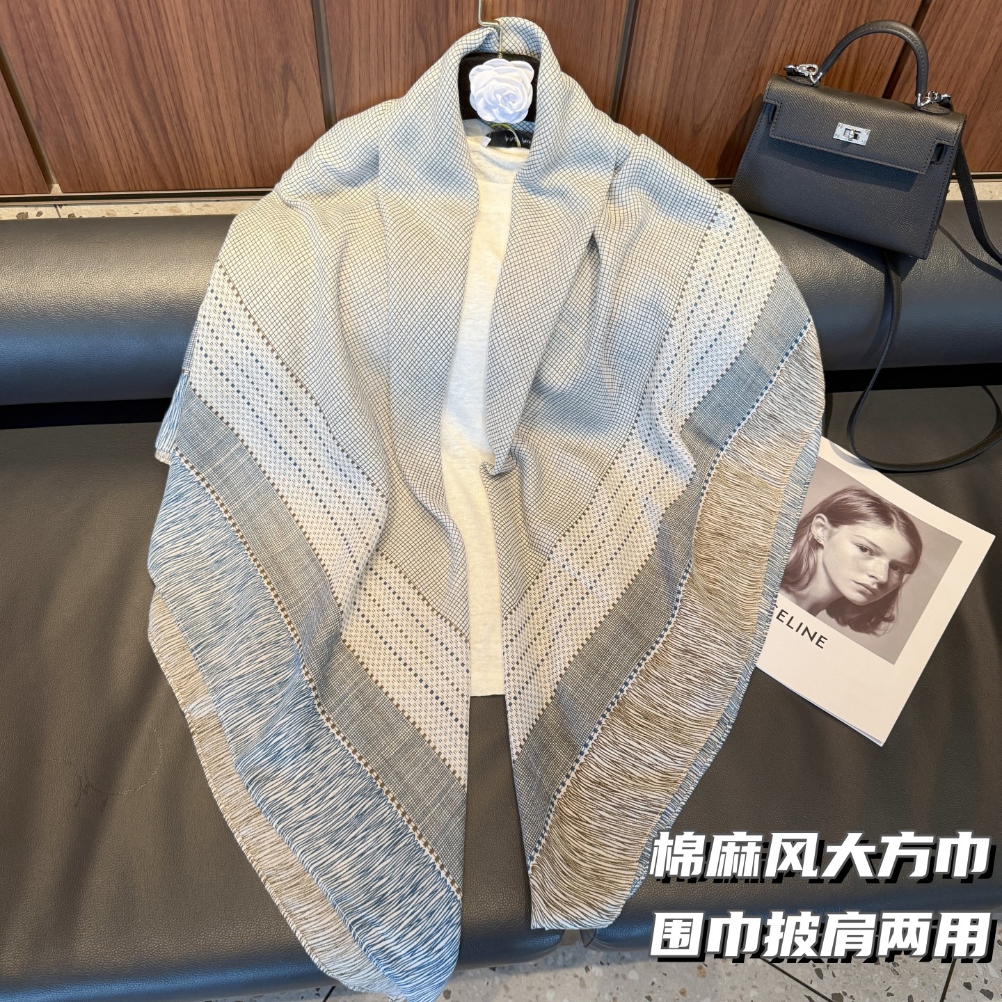 原宿日系百搭旅游拍照防晒遮阳亚麻披肩两用大方巾丝巾棉麻围巾