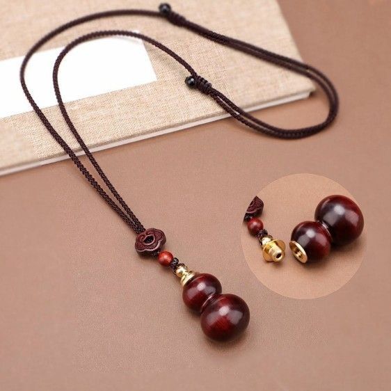 檀木急救小药盒药瓶葫芦吊坠