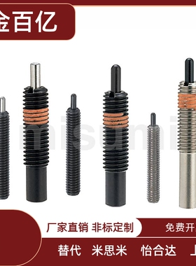 米思米弹簧柱塞 弹簧定位销 顶丝缓冲器PJH M3M4M5M6M8M10M12现货
