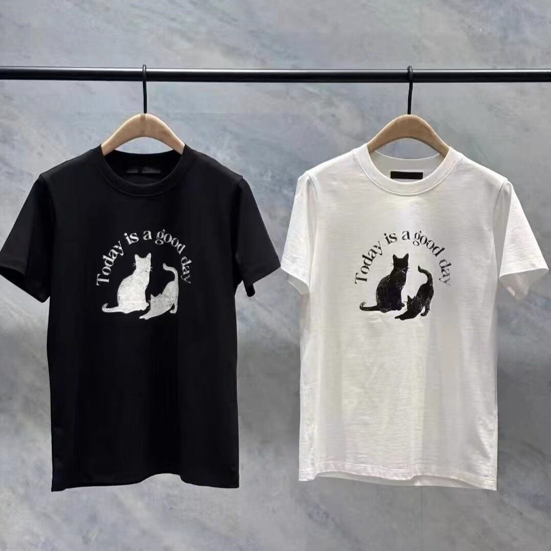 正品2025夏新品5A抗菌防螨棉质萌宠印花宽松短袖T恤MBE2TEE035