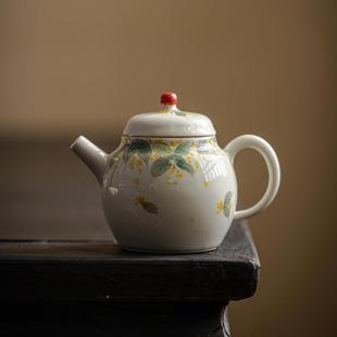 手绘桂花小文小釉下彩陶瓷茶壶个壶人桂花小品泡茶壶家用过滤品壶