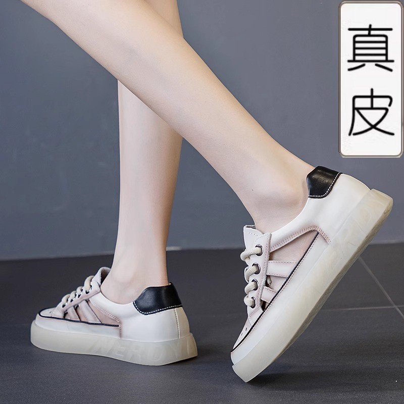 真皮平底凉鞋女款2025新款夏季外穿软底防滑孕妇鞋牛筋底洞洞女鞋