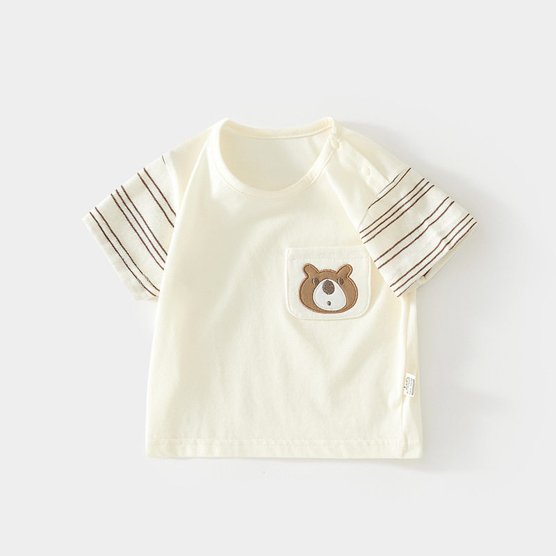 儿童短袖t恤0-3岁男女童宝宝冰肤棉半袖上衣婴儿夏季汗衫薄款童装